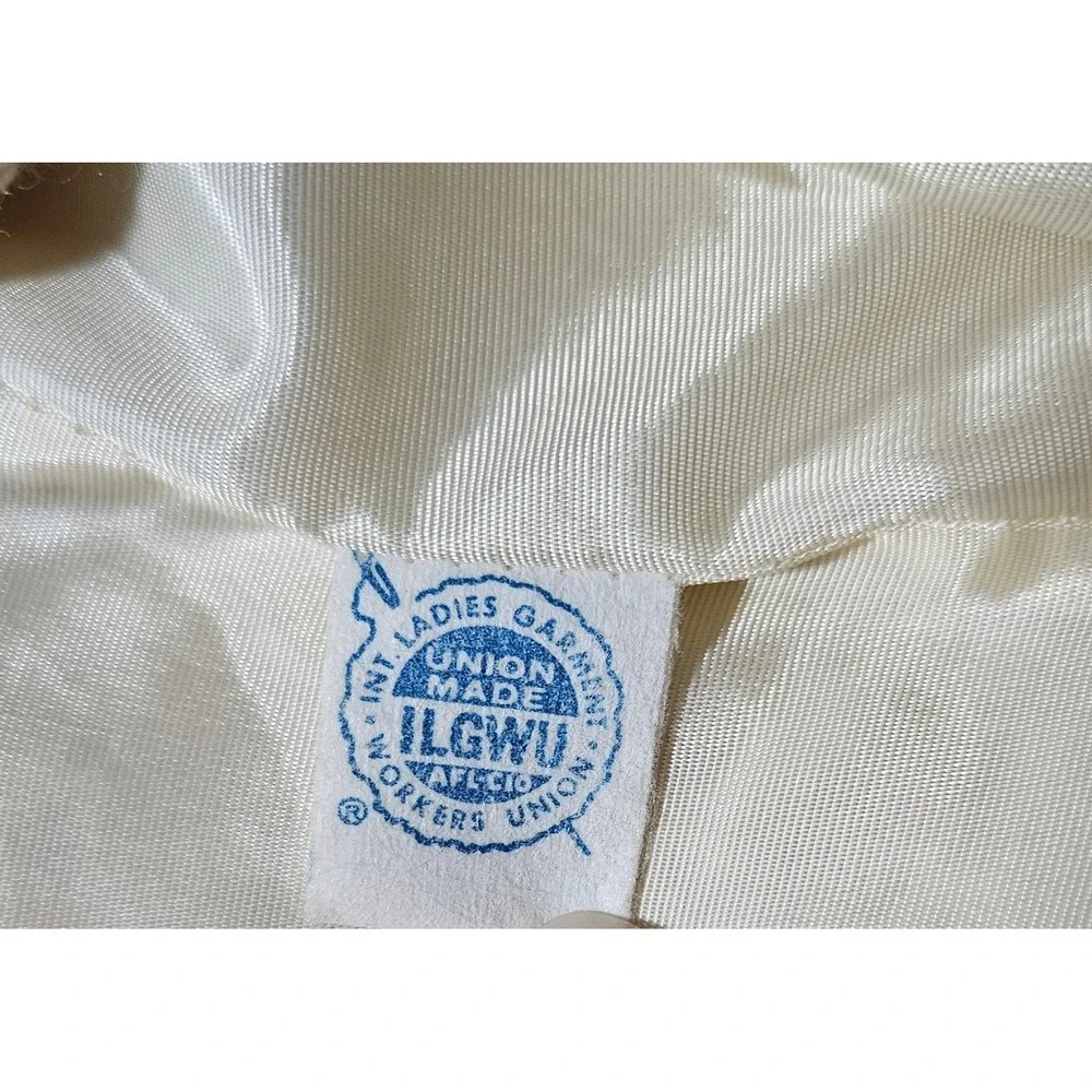 Vintage ILGWU Union Made Plaid Tweed Double Breasted Peacoat Orange‎ Green Cream